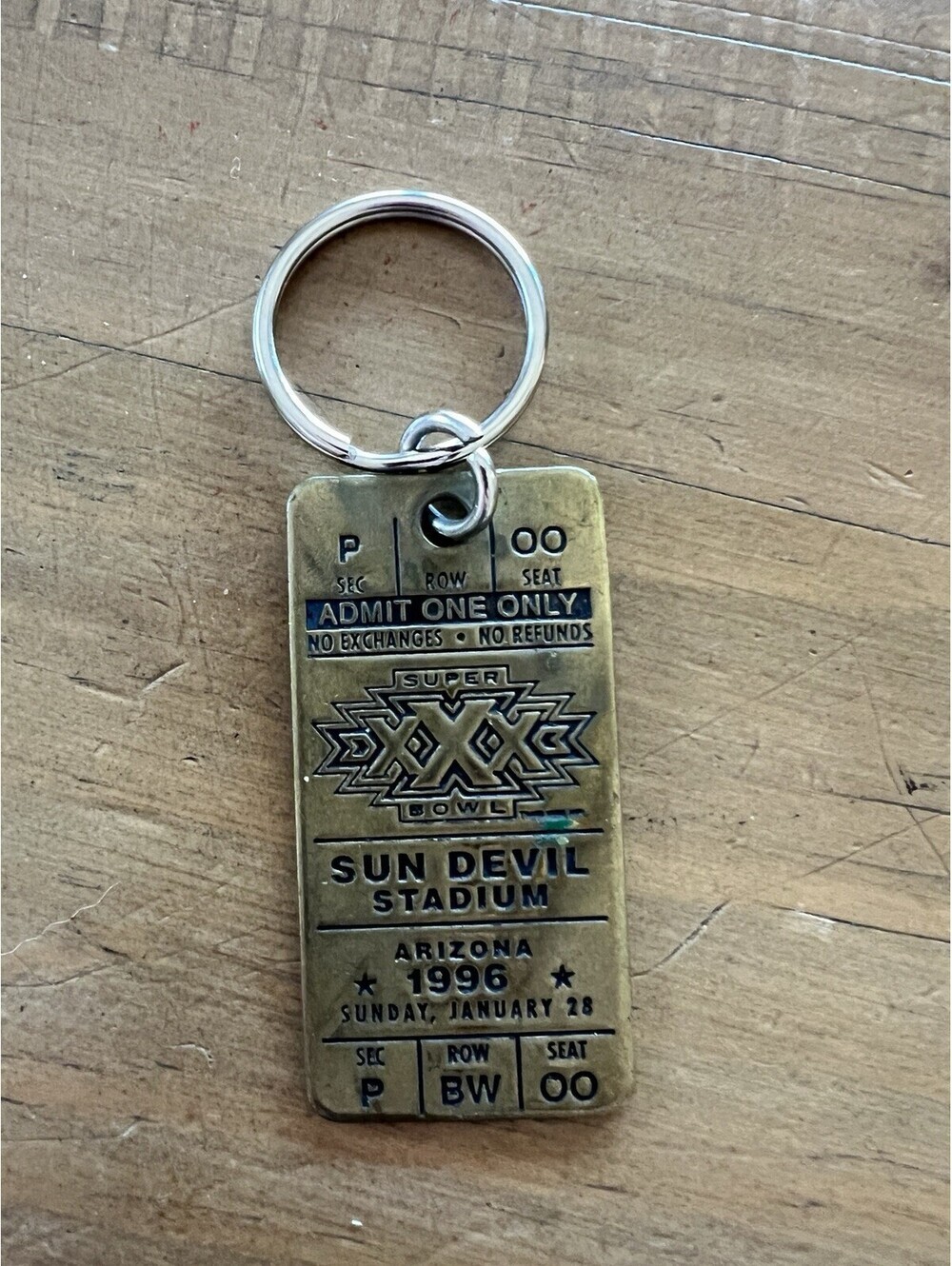 1996 Super Bowl XXX Ticket Key Chain Sun Devil Stadium